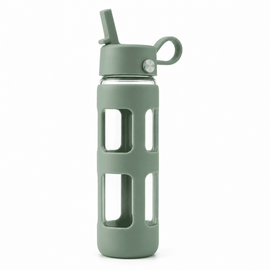 Straw Lid Glass Bottle Sleeve