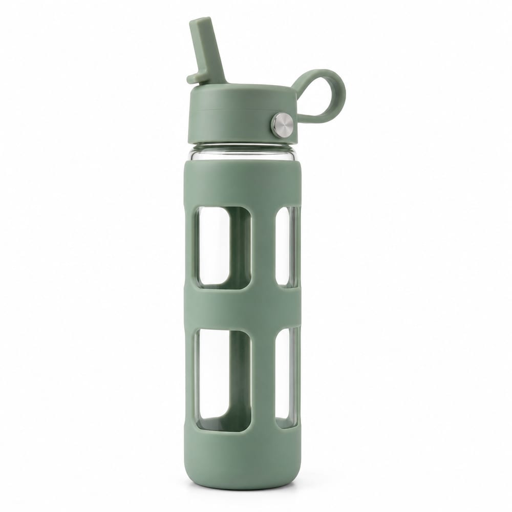 Straw Lid Glass Bottle Sleeve